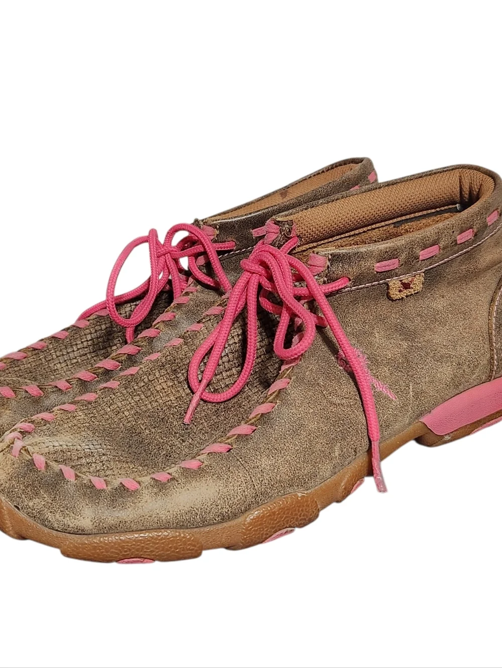 Twisted X Youth Girls' Brown Breast Cancer Moccasin Boots - Moc Toe Size 5.5 M